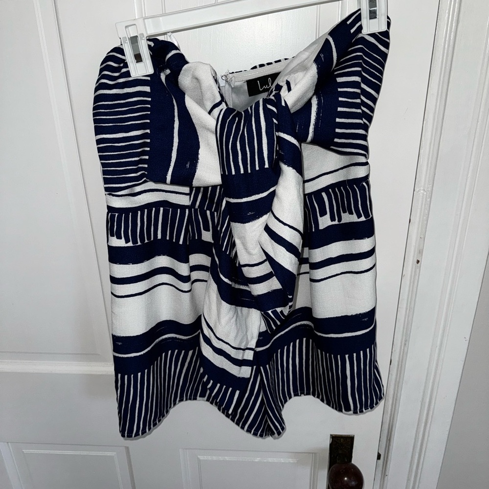 Navy and white romper, size medium.